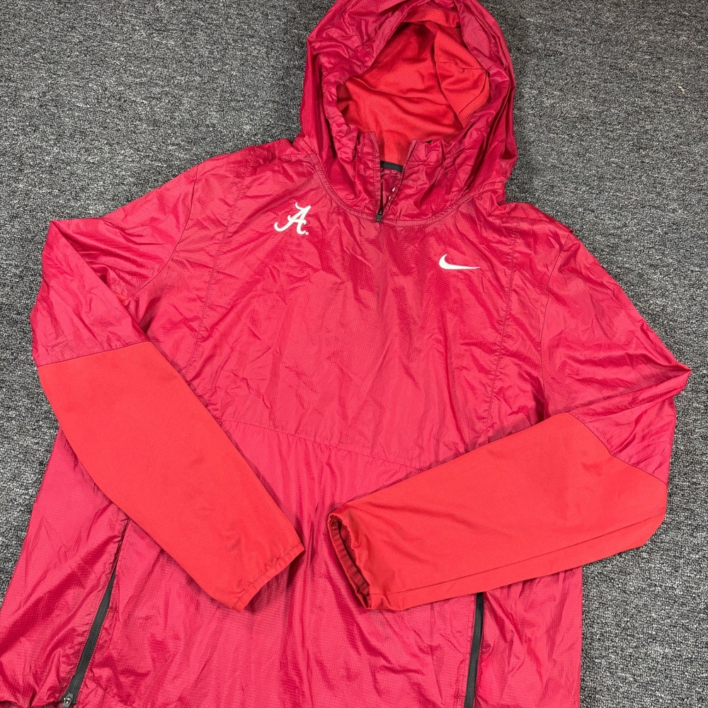 Nike Alabama Crimson Tide Windbreaker Mens Large Red Quarter Zip Jacket